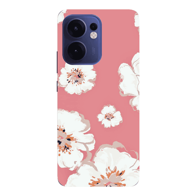 Oppo Reno13 FS White Flowers Transparent Silicone TPU Θήκη